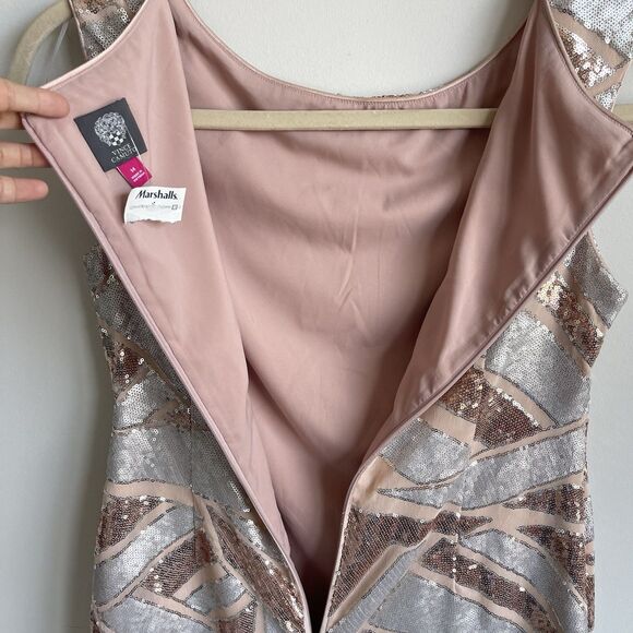 Vince Camuto 14 Sequins Cocktail Party Sheath Dress Silver Rose Gold Holiday - Picture 10 of 15